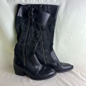Born Black Leather Heeled Boots